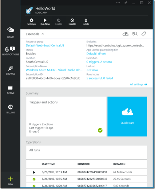 AzureLogicAppSettings AzureLogicAppSettings