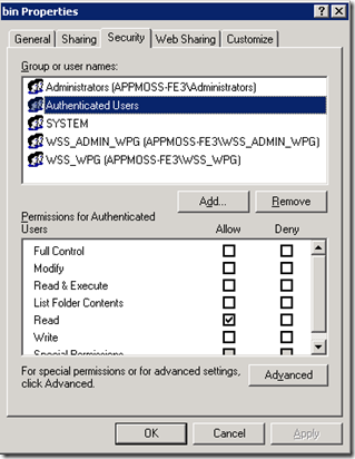 BinFolderSecurityAuthenticatedUsers