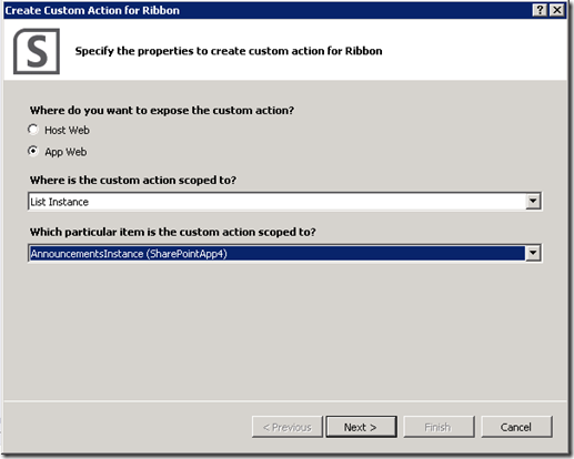CustomRibbonActionWizardAppWebListInstance CustomRibbonActionWizardAppWebListInstance