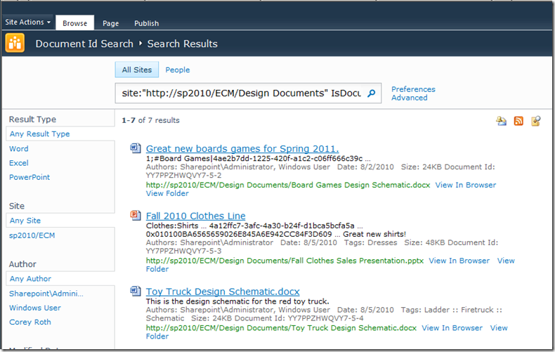 DocumentIdSearchResults2 DocumentIdSearchResults2