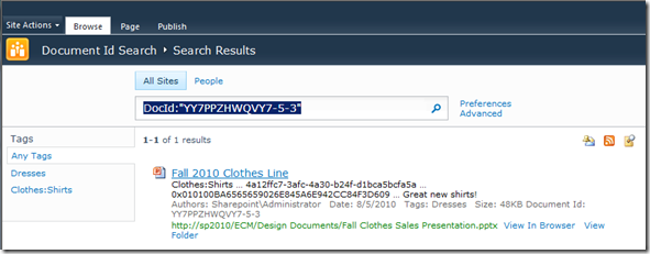 DocumentIdSearchResults DocumentIdSearchResults