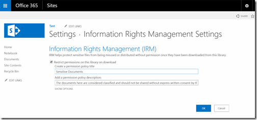 IRMDocumentLibraryConfigureDefault IRMDocumentLibraryConfigureDefault