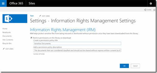 IRMDocumentLibraryConfigureDefault