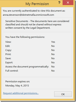 IRMDocumentLibraryWordPermissionsView IRMDocumentLibraryWordPermissionsView