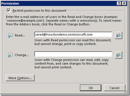 IRMRestrictPermission IRMRestrictPermission