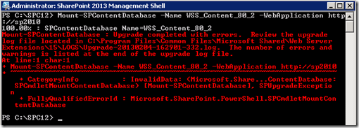MountSPContentDatabaseCompleteWithErrors MountSPContentDatabaseCompleteWithErrors
