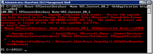 MountSPContentDatabaseCompleteWithErrors