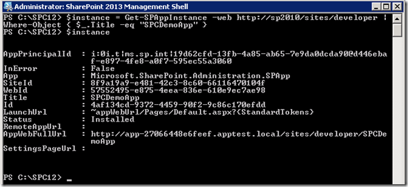 PowerShellAppGetSPAppInstance