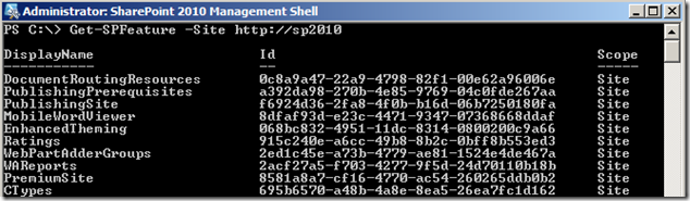 PowerShellGetSPFeatureSite PowerShellGetSPFeatureSite