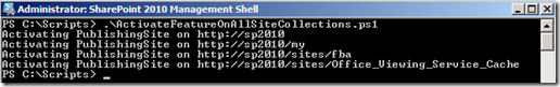 PowerShellSiteCollectionFeatureActivate