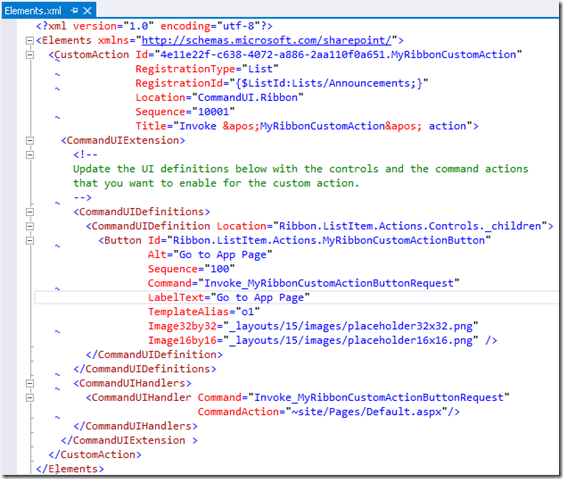 RibbonCustomActionXml