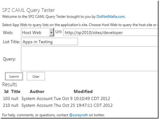 SP2CAMLQueryTesterClientWebPart SP2CAMLQueryTesterClientWebPart