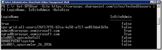 SPOPowerShellGetSPOUsersSiteCollectionAdmin