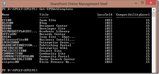 SPOPowerShellGetSPOWebTemplate SPOPowerShellGetSPOWebTemplate