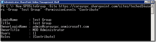 SPOPowerShellNewSPOSiteGroup