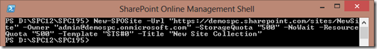 SPOPowerShellNewSite