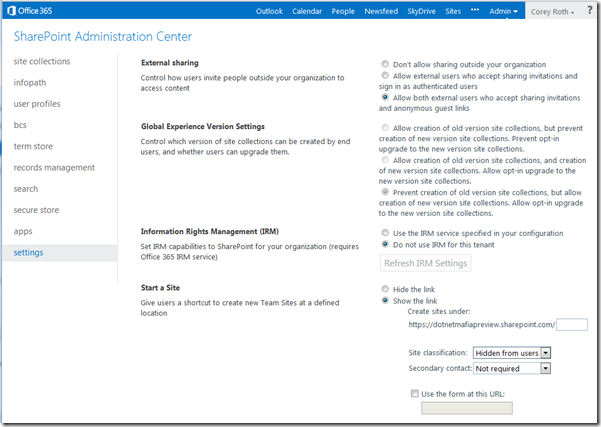 SPOPreviewTenantAdminSettings SPOPreviewTenantAdminSettings