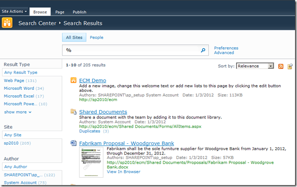 SearchResultsPercentFAST SearchResultsPercentFAST