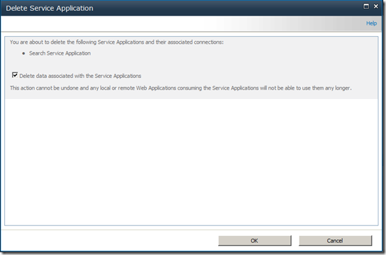 SearchServiceApplicationDeleteConfirmation SearchServiceApplicationDeleteConfirmation