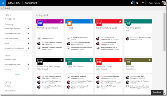 SharePoint home page with activity - 100 percent SharePoint home page with activity - 100 percent