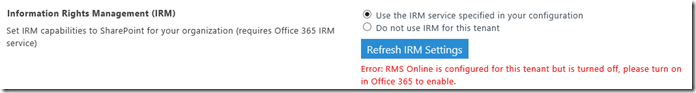 SharePointOnlineRightsManagementNotActivated SharePointOnlineRightsManagementNotActivated