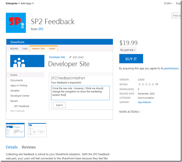 SharePointStoreSP2FeedbackDetails SharePointStoreSP2FeedbackDetails
