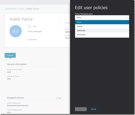 TeamsAdminCenterUserPolicy