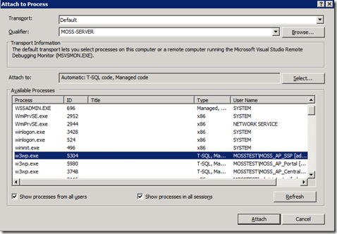 WebPartDebuggingProcessList